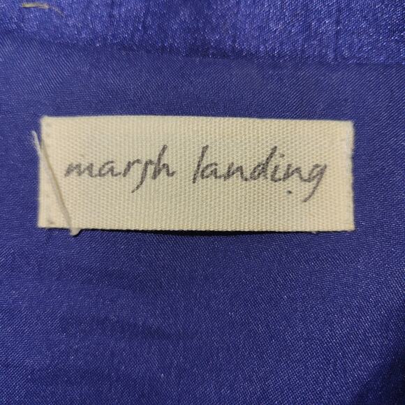 Marsh Landing Artsy Asian Floral Satin Jacket Sz M Blue‎ Embroidery Kawaii - Picture 7 of 11